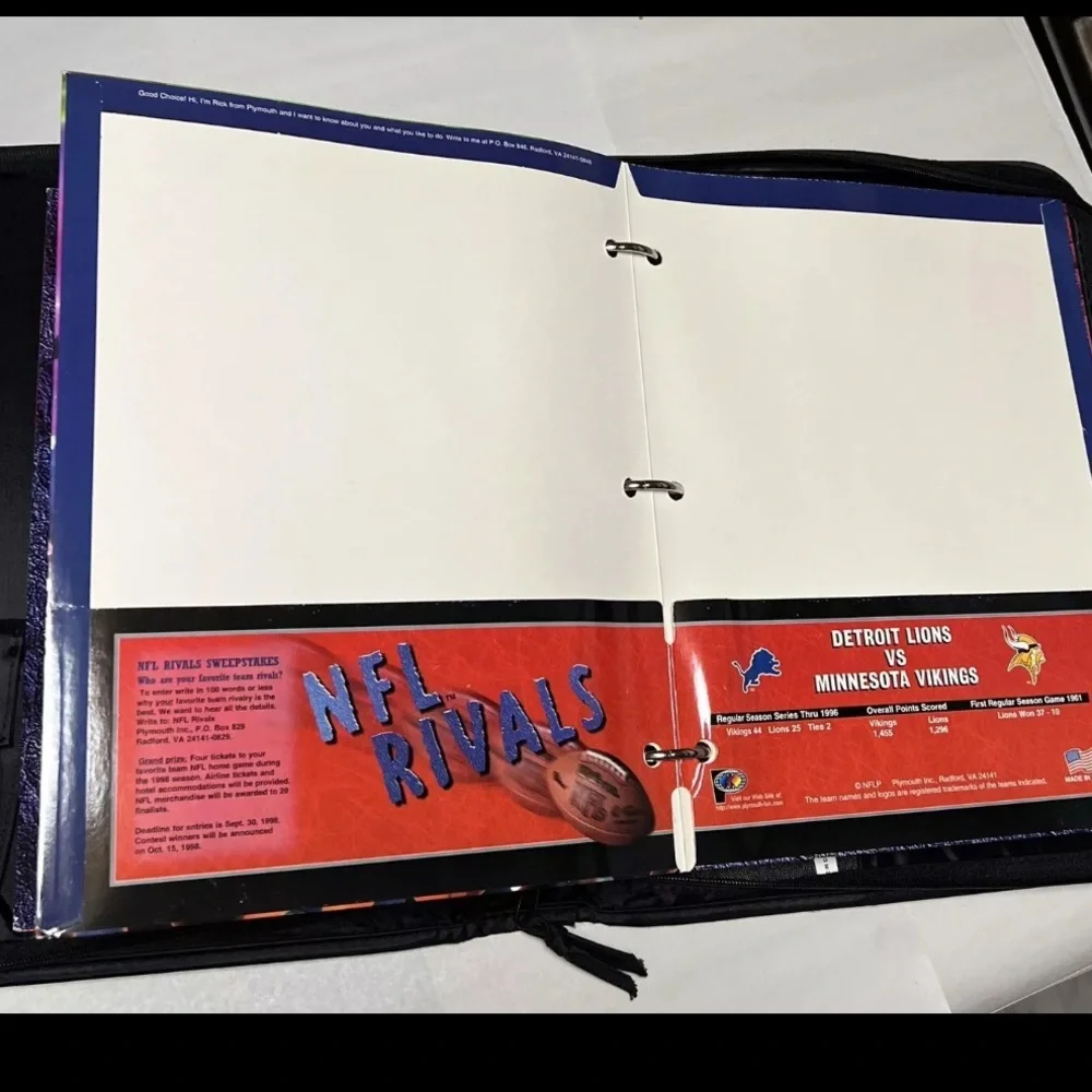 VTG Dallas Cowboys Troy Aikman Zip Binder NFL Rivals Folders Chargers Chiefs